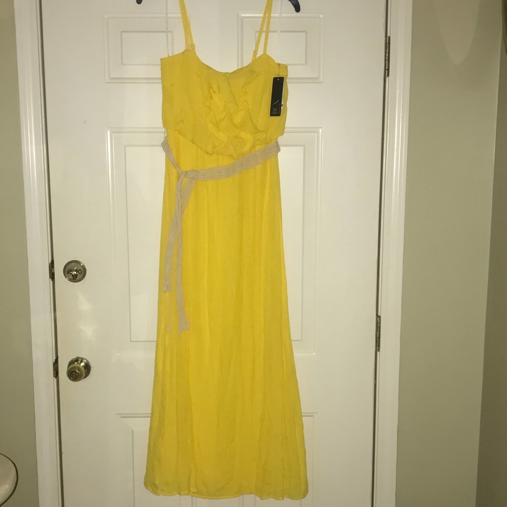 BCX: Yellow maxi  dress with ruffle detail